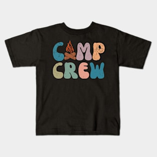 Camp Crew Retro Groovy Vintage Happy First Day Of School Kids T-Shirt